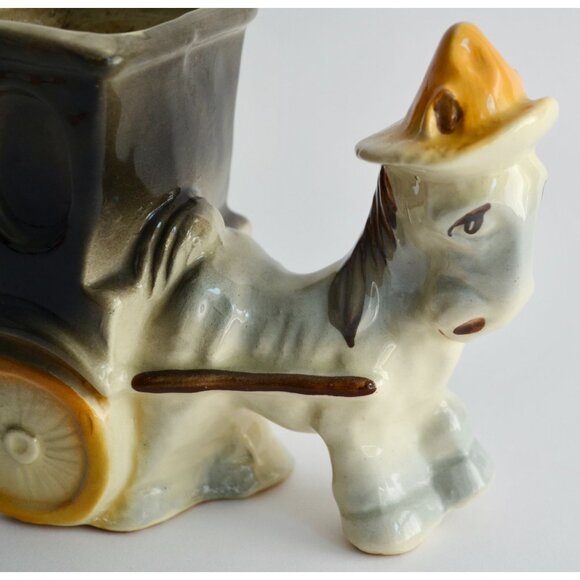Shawnee Pottery Donkey Pulling Cart Planter Vintage #709 - Picture 2 of 9